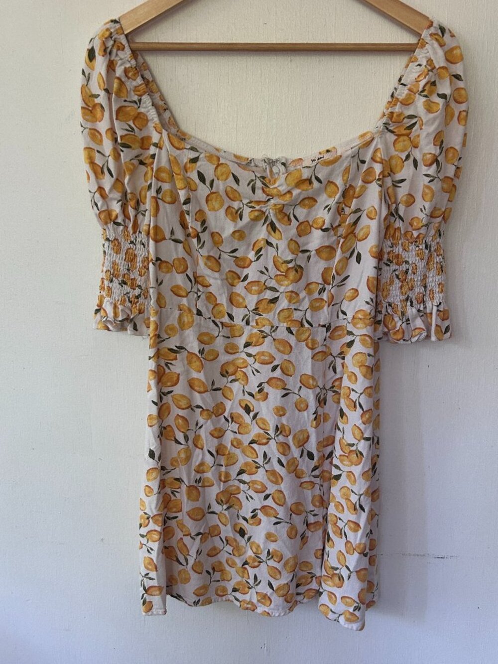Mi Ami Lemon Print Dress Large Linen Blend Mini Sundress Amalfi Resortwear Coast